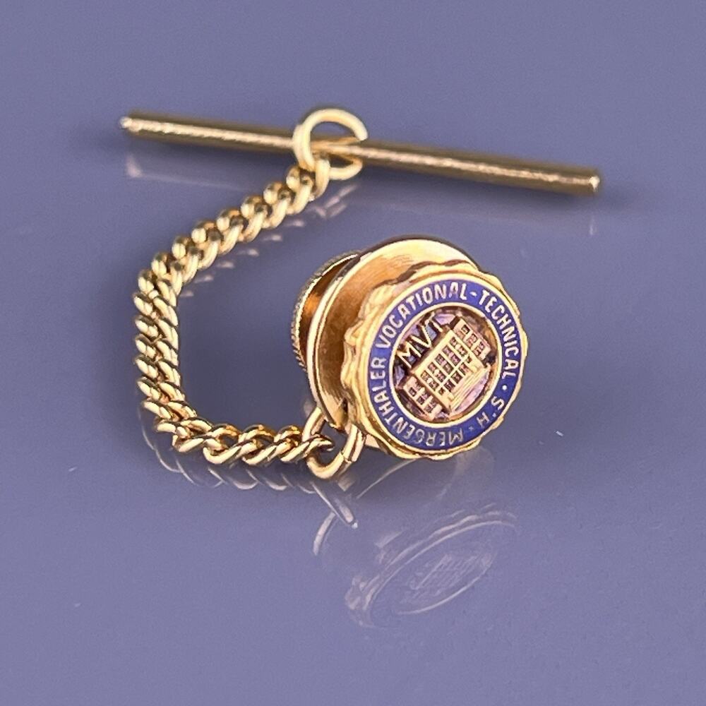 Mergenthaler Vocational Technical High School Tie Tack Pin Gold Plated Vintage